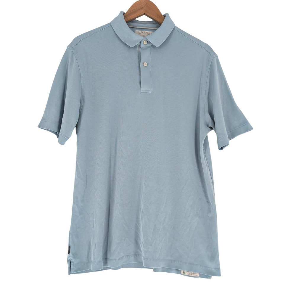 Linksoul Polo Shirt Mens Medium Light Blue Excellent Cotton Golf Athleisure